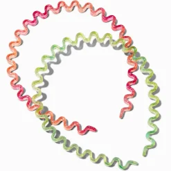 Serre-têtes zig zag orange et vert - Lot de 2