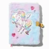 Shaker Unicorn Heart Gem Furry Lock Diary