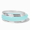 Silver-tone & Turquoise Resin Bangle Bracelets - 5 Pack