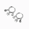 Silver-tone Charm 16mm Clicker Hoop Earrings