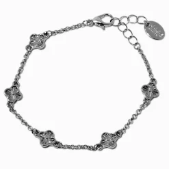 Silver-tone Clover Chain Bracelet