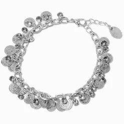 Silver-tone Coin Charm Bracelet