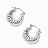 Silver-tone Crescent Hoop Earrings