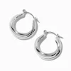 Silver-tone Criss-Cross Hoop Earrings