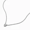 Silver-tone Cubic Zirconia Teardrop Pendant Necklace
