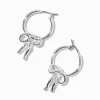 Silver-tone Droopy Bow Hoop Earrings