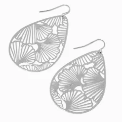 Silver-tone Filigree Teardrop Drop Earrings