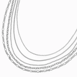 Silver-tone Mixed Multi-Strand Chain Necklace