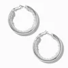 Silver-tone Pearl Inner Hoop Earrings