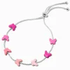Silver-tone Pink Butterfly Bolo Bracelet