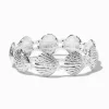 Silver-tone Shell & Pearl Stretch Bracelet