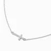 Silver-tone Sideway Cross Pendant Necklace