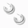 Silver-tone Thick Foil Hoop Earrings