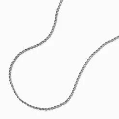 Silver-tone Twisted Rope Stackable Short Chain Necklace