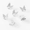 Spirales à cheveux avec strass papillon couleur argentée - Lot de 6