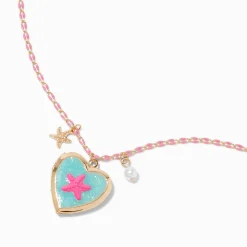 Starfish Heart Locket Pendant Necklace