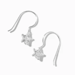 Sterling Silver Crystal Star Drop Earrings