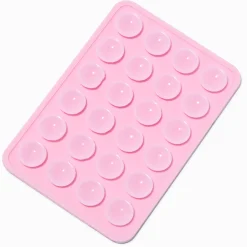 Support adhésif pour coque de portable à ventouse en silicone rectangulaire rose