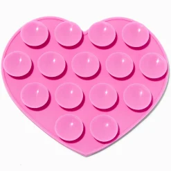 Support adhésif pour coque de portable à ventouse en silicone cœur rose
