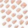 Swirly French Tip Bling Medium Square Vegan Faux Nail Set - 24 Pack