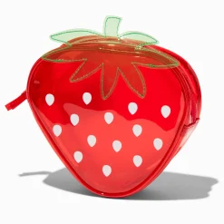 Trousse de maquillage transparente fraise