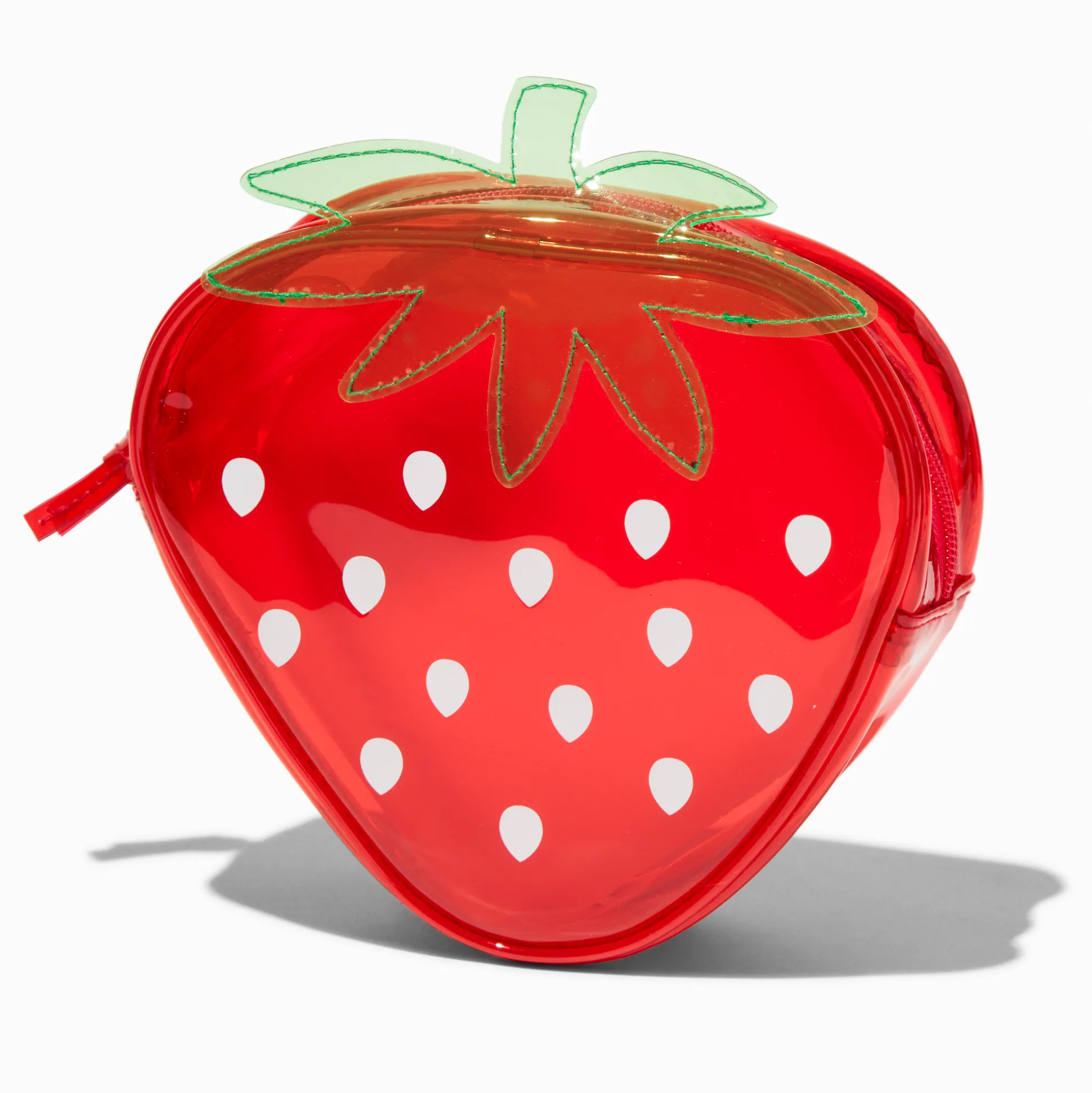 Trousse de maquillage transparente fraise