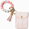 Étui pour cartes bracelet perlé effet rose marbré Claire's Club