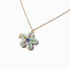 Uptown Flower Gem Locket Pendant Necklace