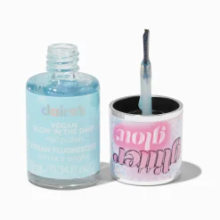 Vernis à ongles phosphorescent vegan à paillettes brillant - Bleu