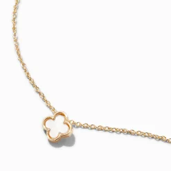 White Clover Gold-tone Pendant Necklace