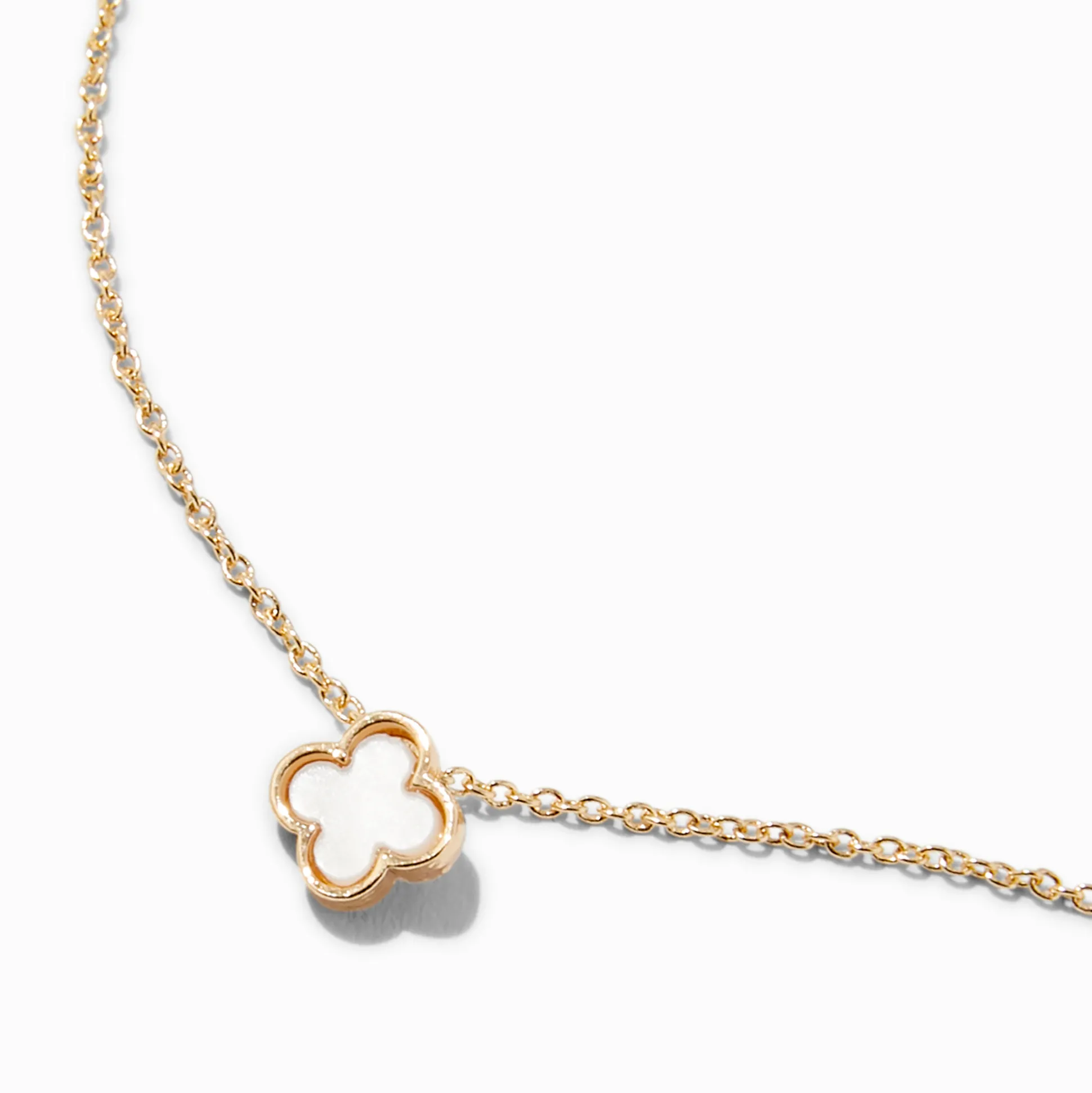 White Clover Gold-tone Pendant Necklace
